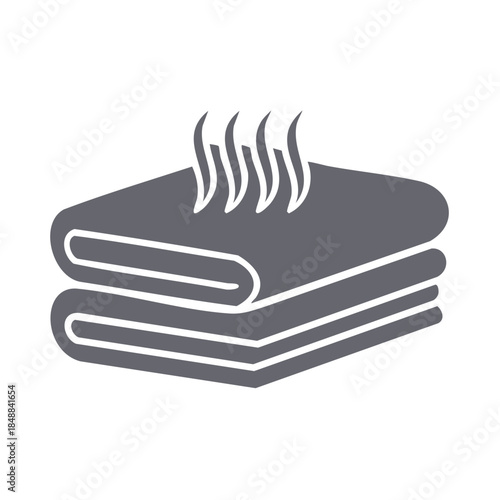 Stack of warm fresh folded towels with steam representing clean laundry or spa treatment vector icon