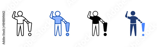 Attention icon set multiple style collection