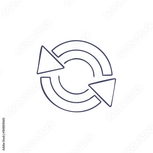 Hand Drawn Arrows Rotating in a Circular Direction for Refresh Reload or Recycle