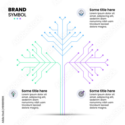 Infographic template. Technology tree with 3 steps