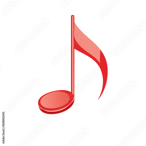 Single Red Musical Note Illustration – Upbeat Classical Music Theme for Sheet Music Composition