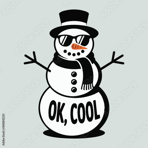 Cool Snowman with Sunglasses and Top Hat