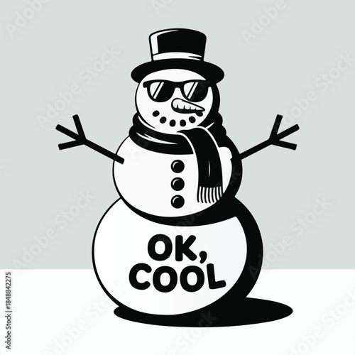 Cool Snowman with Sunglasses and Top Hat