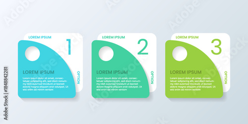 Simple 3-step timeline infographic template.