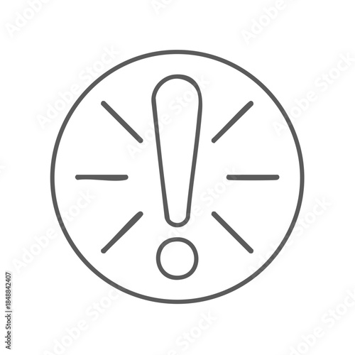 Exclamation Point Icon in Circle Outline Alert Symbol for Attention Warning Signal Notification Concept