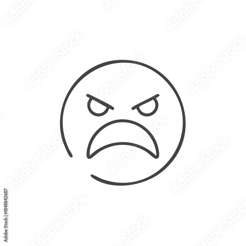 Angry Face Emoji Outline Illustration Showing Disapproval or Frustration