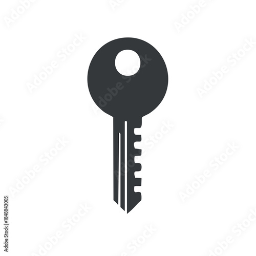 Simple Generic Black Key on White Background for Access or Security