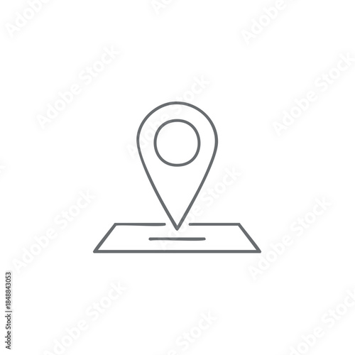Grey line art location pointer on the map for website design and infographic material 60-120 characters