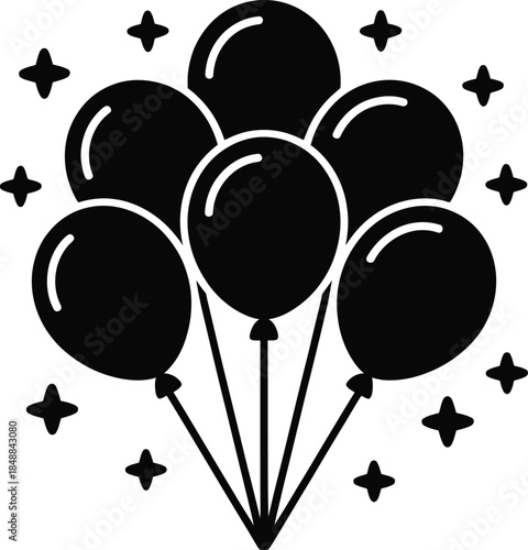 A delightful bunch of celebratory balloons with sparkling accents, perfect for any festive occasion