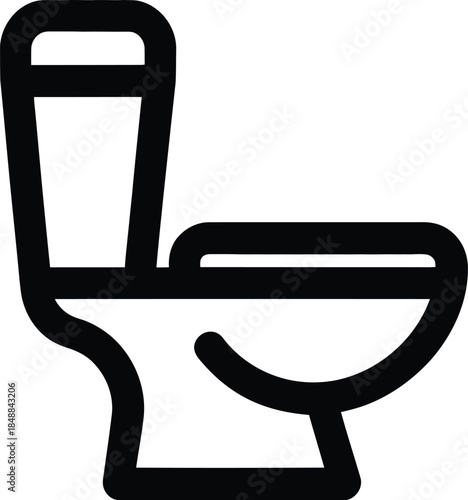 Simple black outline icon of a toilet, representing a restroom or facility