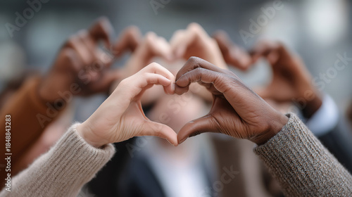 Community and hands of business people showing trust teamwork and diversity inclusion in office