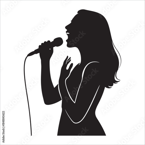 Silhouette of a singer Vector, illustration