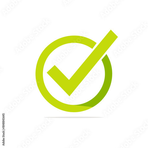 Green Check Mark Inside Circle for Approval and Confirmation, Modern Minimalist Design