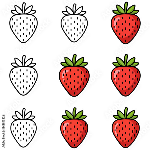 Strawberry Trio A colorful image shows a delectable strawberry, ripe with juicy allure, captures a trio of strawberries.