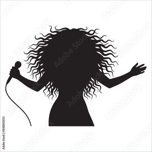 Silhouette of a singer Vector, illustration