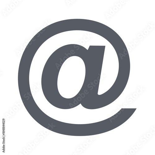 Simple Gray At Sign Vector Graphic for Email Address Communication and Internet Connectivity in Digital Age