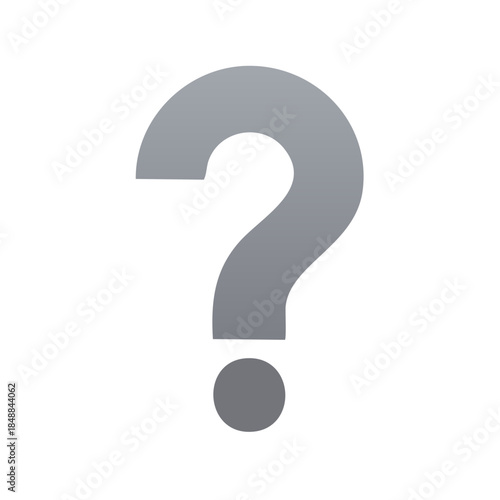Gradient gray question mark illustration posing a problem requiring investigation, analysis, or solution isolated on white