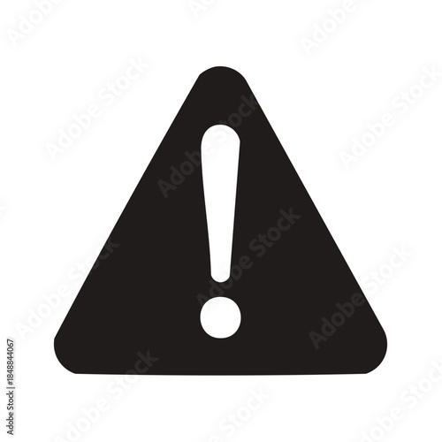 Black Warning Sign with Exclamation Point Symbol Design on a White Background