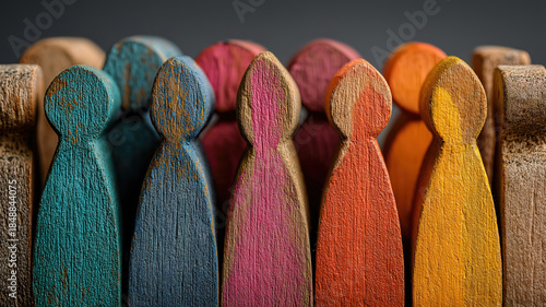 Two hands holding colorful wooden figures representing diversity inclusion in workplace