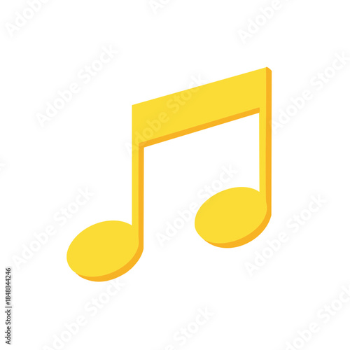 Isometric Quarter Note: 3D Yellow Icon of Music, Rhythm and Harmony