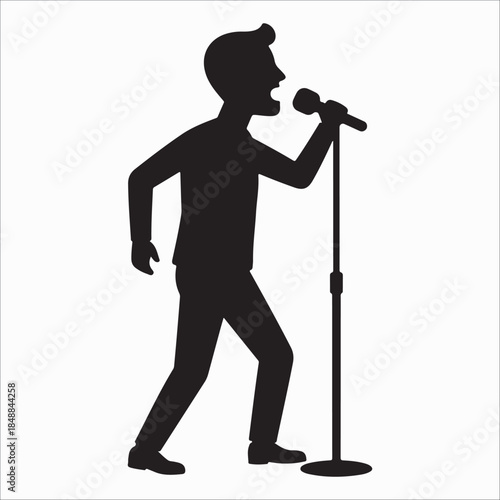 Silhouette of a singer performing Vector, illustration