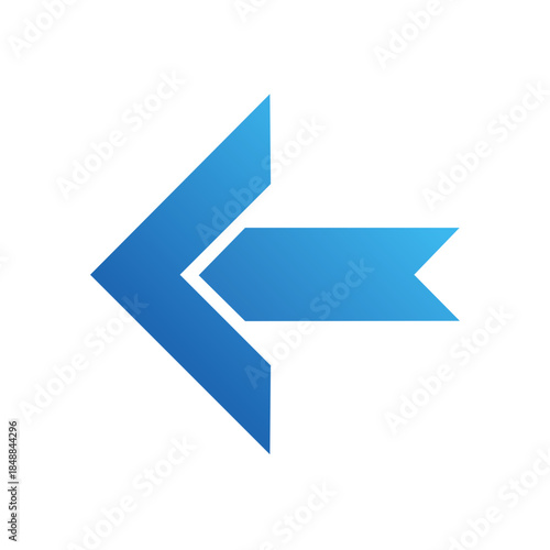 Arrow icon pointing left showing direction backward previous navigation with blue color gradient for graphic user interface