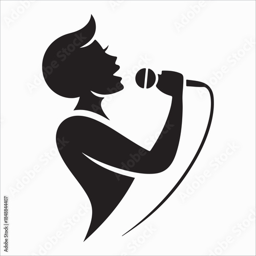 Silhouette of a singer performing Vector, illustration
