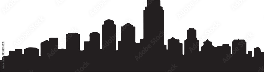 Obraz premium City Skyline Silhouette – Urban Cityscape Black Vector on White”