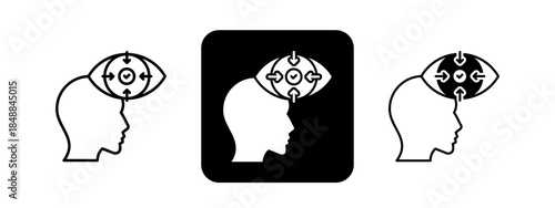 Concentration  Solid color and black line drawing vector illustration set