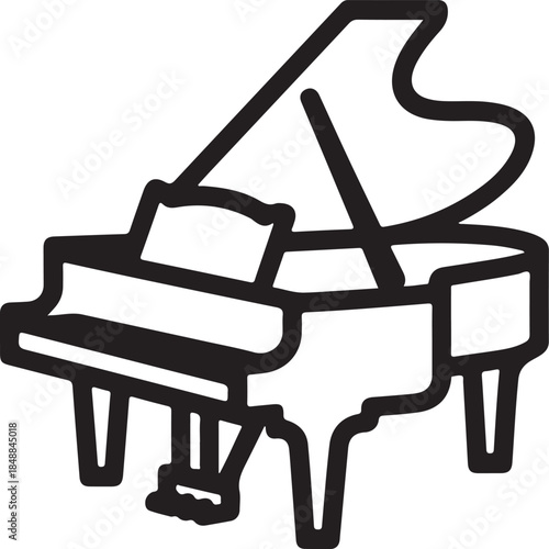 Grand Piano Vector Graphic Illustration for Music Themes and Educational Content