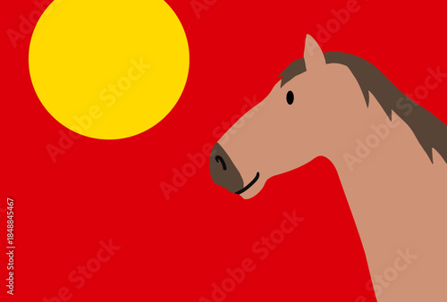 馬, 年賀状, 和風, 和柄, 新年, 動物, クリスマス, うま, ベクター, イラスト