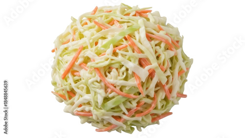 Isolated cole slaw, fresh and creamy, a popular side dish for picnics and barbecues
