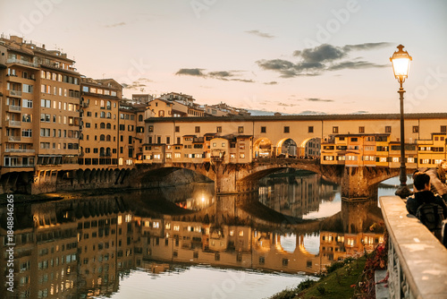 Ponte Vecchio at sunset, Florence.