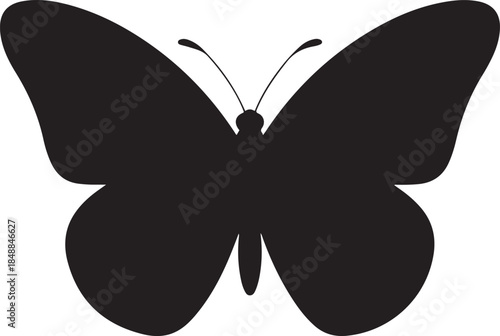 Butterfly Silhouette – Winged Insect Black Vector on White