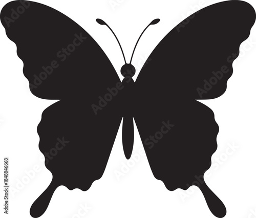 Butterfly Silhouette – Winged Insect Black Vector on White