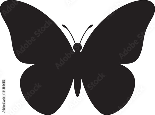 Butterfly Silhouette – Winged Insect Black Vector on White
