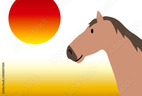 馬, 年賀状, 和風, 和柄, 新年, 動物, クリスマス, うま, ベクター, イラスト
