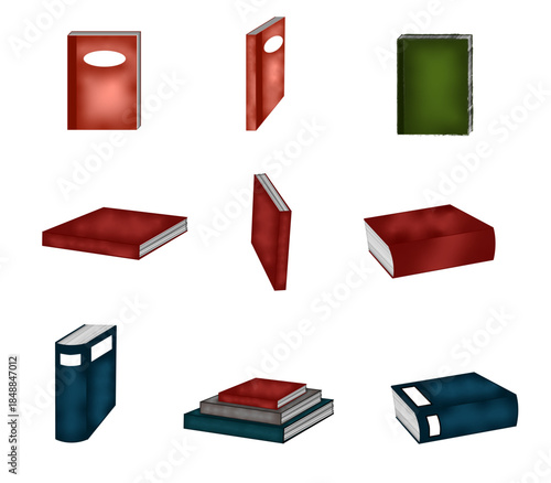 Blank cover books in different positions