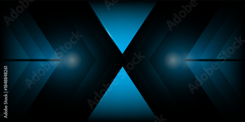 Dark blue abstract background with glowing arrow lines. Modern shiny blue geometric lines design. Technology futuristic concept
