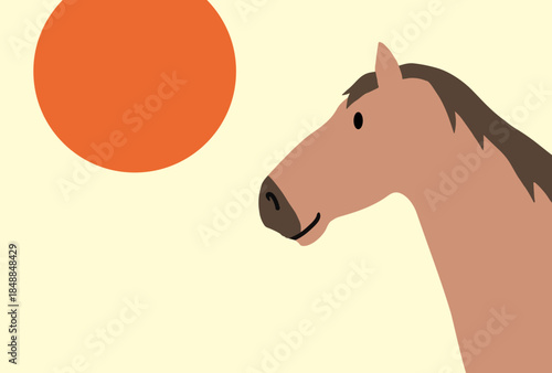 馬, 年賀状, 和風, 和柄, 新年, 動物, クリスマス, うま, ベクター, イラスト