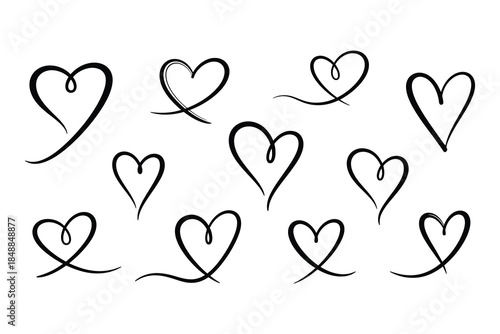 Collection of hand-drawn hearts