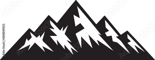 “Mountain Peaks Silhouette – Rugged Mountain Black Vector on White