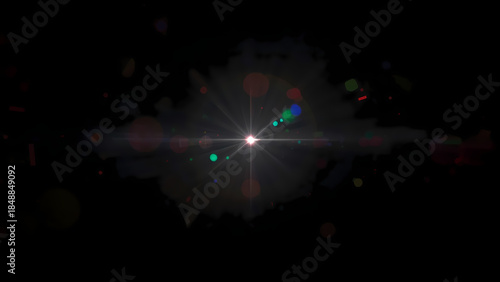 Bright Lens Flare Effect Overlay on Black Background Dynamic Light Burst overlay
