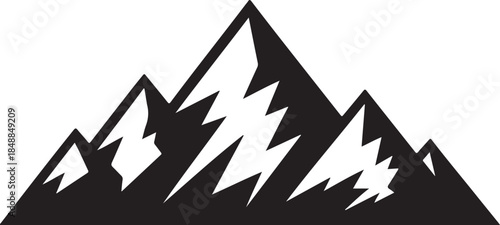 “Mountain Peaks Silhouette – Rugged Mountain Black Vector on White