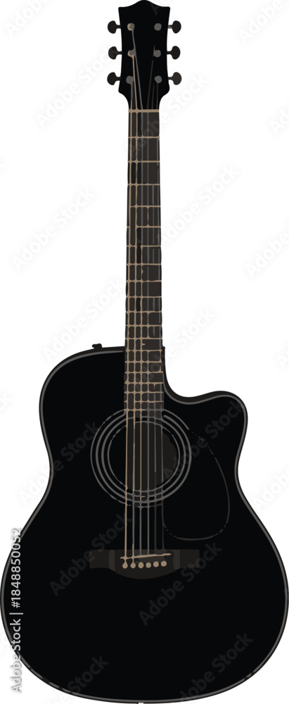 Obraz premium Acoustic Guitar Silhouette – Guitar Vector Silhouette Black on White”