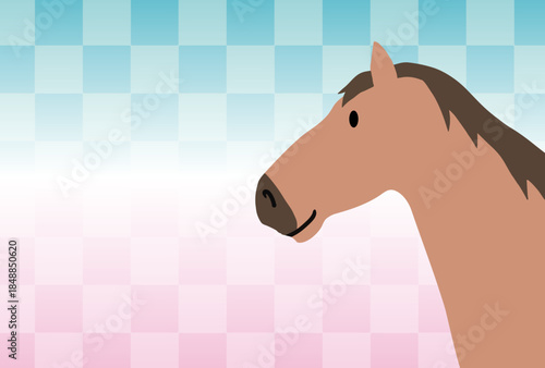 馬, 年賀状, 和風, 和柄, 新年, 動物, クリスマス, うま, ベクター, イラスト