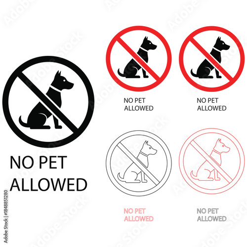 Pet Prohibition Symbolic representations of pet restrictions, featuring the no pet allowed sign.  A clear message, for the purpose of promoting public order and safety.