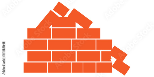 Brick Wall Single Layer Icon Black Minimal Flat