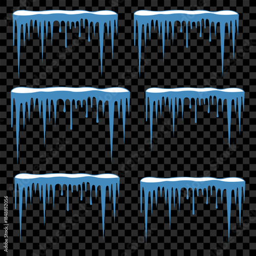 Icy Cascade An artistic collection of six stylized icicles, rendered with a gradient effect, creating a captivating display of frosty beauty.
