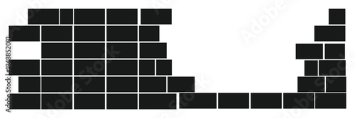 Brick Wall Icons Set – Vector Silhouettes, Seamless Patterns, and Background Design Collection.